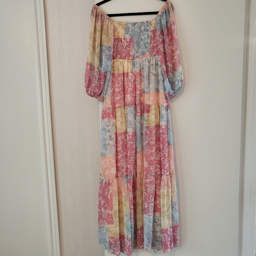 Taylor Floral Patchwork Print Multicolor Maxi Dre… - image 2